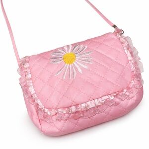 Pink Quilted Bag with Daisy Embroidery Toddler Purse